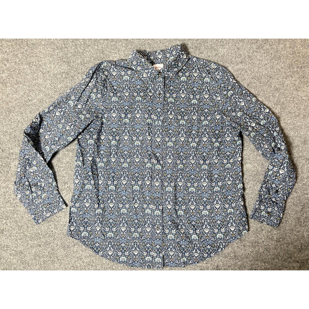 Brooks Brothers Shirt Mens L Blue Floral Long Sleeve Button-Up Cotton Casual